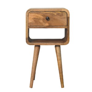 molsana Mini Oak Curved Bedside Table – Compact Stylish Nightstand