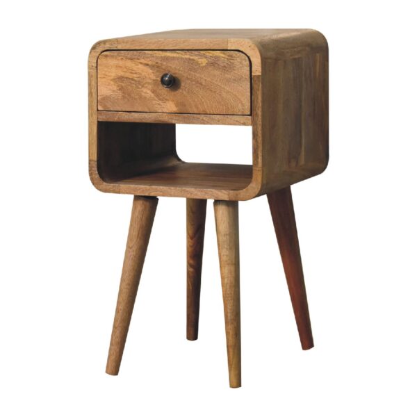 molsana Mini Oak Curved Bedside Table – Compact Stylish Nightstand - Image 2