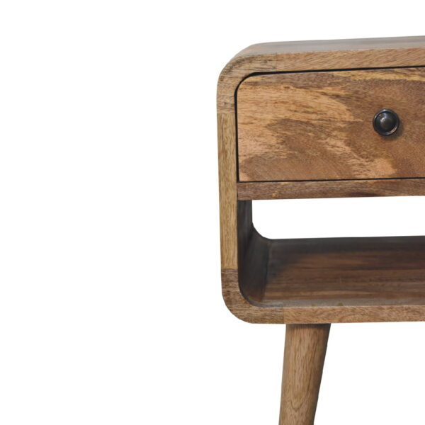 molsana Mini Oak Curved Bedside Table – Compact Stylish Nightstand - Image 4