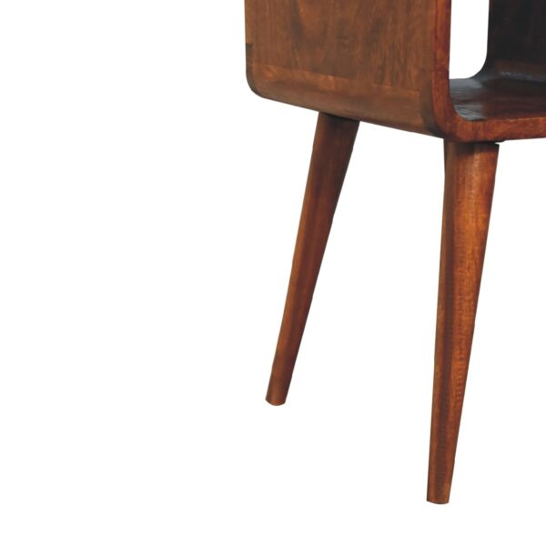 molsana Mini Chestnut Curved Bedside Table – Compact Elegant Nightstand - Image 7
