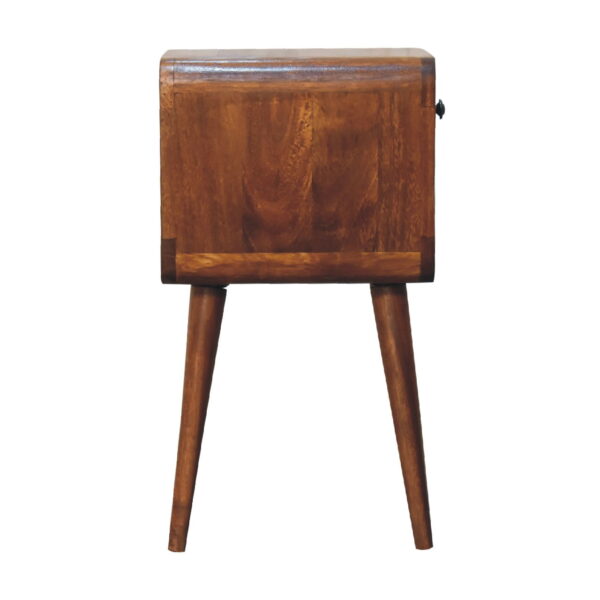 molsana Mini Chestnut Curved Bedside Table – Compact Elegant Nightstand - Image 8