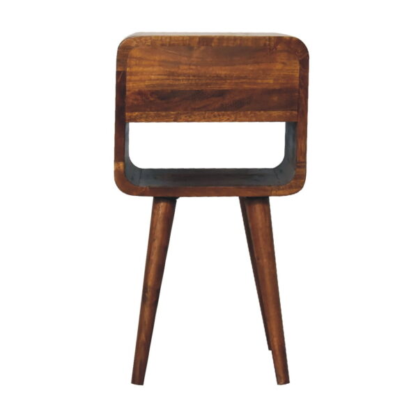 molsana Mini Chestnut Curved Bedside Table – Compact Elegant Nightstand - Image 9