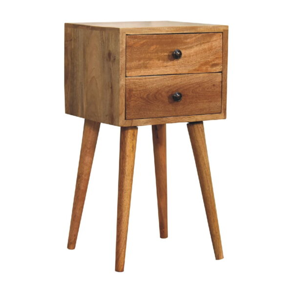 molsana Mini 2-Drawer Oak Bedside Table – Compact & Functional Nightstand - Image 3