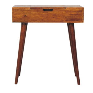 molsana Mini Chestnut Dressing Table with Foldable Mirror – Space-Saving Vanity