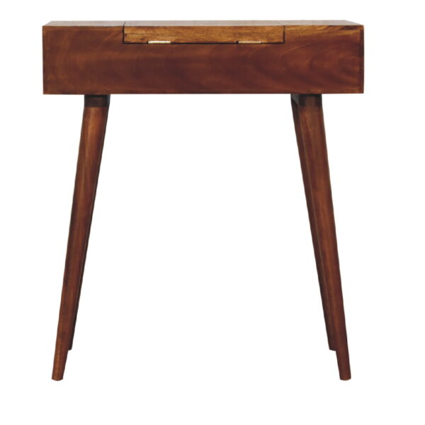 molsana Mini Chestnut Dressing Table with Foldable Mirror – Space-Saving Vanity - Image 10