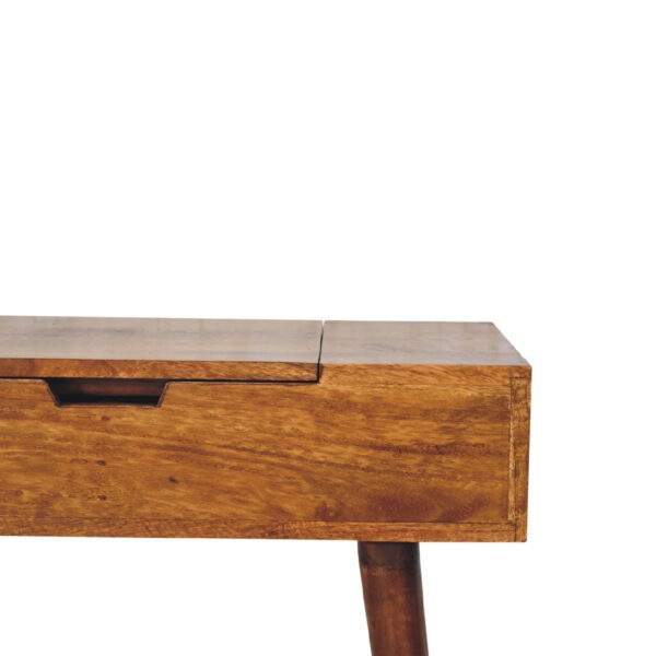 molsana Mini Chestnut Dressing Table with Foldable Mirror – Space-Saving Vanity - Image 5
