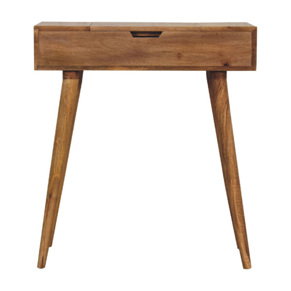 molsana Mini Oak Dressing Table with Foldable Mirror – Compact Vanity Station