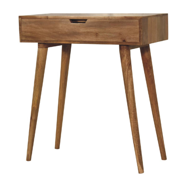 molsana Mini Oak Dressing Table with Foldable Mirror – Compact Vanity Station - Image 2