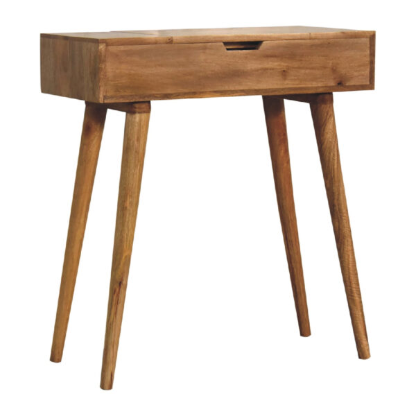 molsana Mini Oak Dressing Table with Foldable Mirror – Compact Vanity Station - Image 3