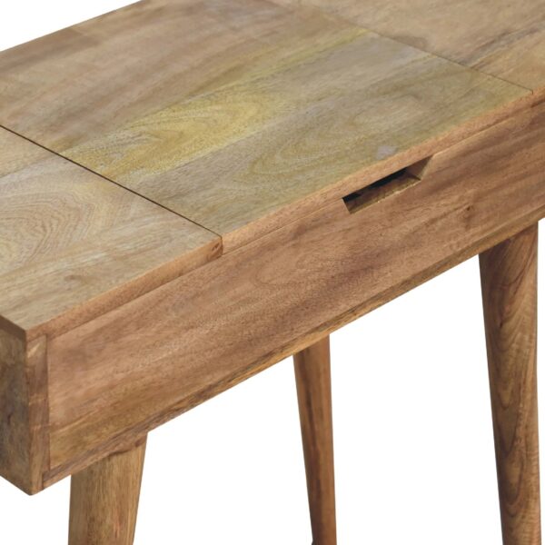 molsana Mini Oak Dressing Table with Foldable Mirror – Compact Vanity Station - Image 4