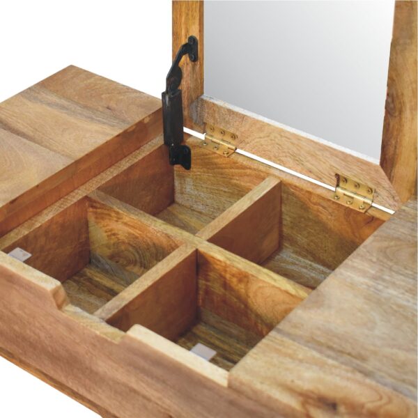 molsana Mini Oak Dressing Table with Foldable Mirror – Compact Vanity Station - Image 7