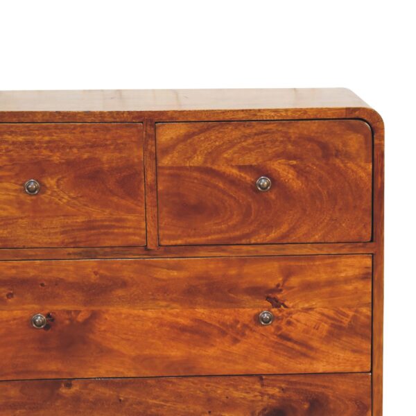 molsana 2-over-3 Curved Chestnut Chest – Stylish Multi-Drawer Storage - Image 4