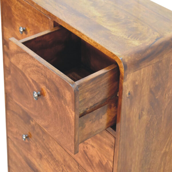molsana 2-over-3 Curved Chestnut Chest – Stylish Multi-Drawer Storage - Image 6