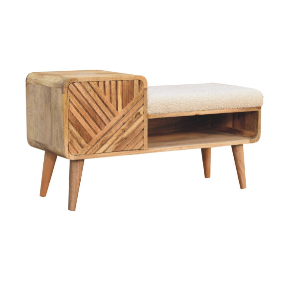molsana Elegant Boucle Telephone Table – Compact Carved Accent Table - Image 3