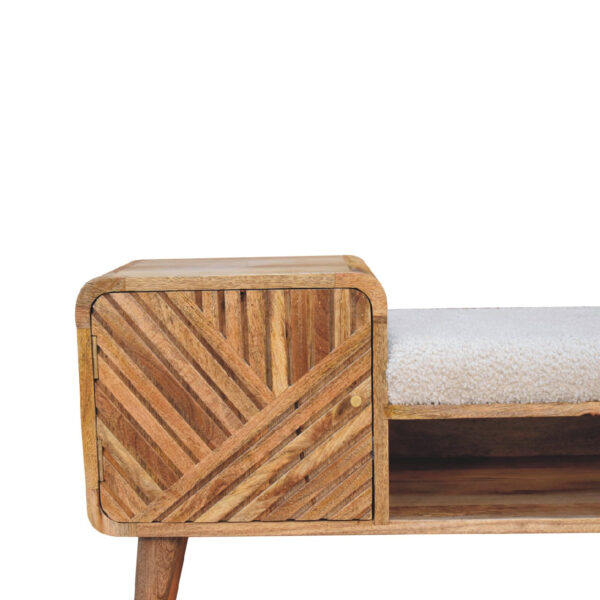 molsana Elegant Boucle Telephone Table – Compact Carved Accent Table - Image 4