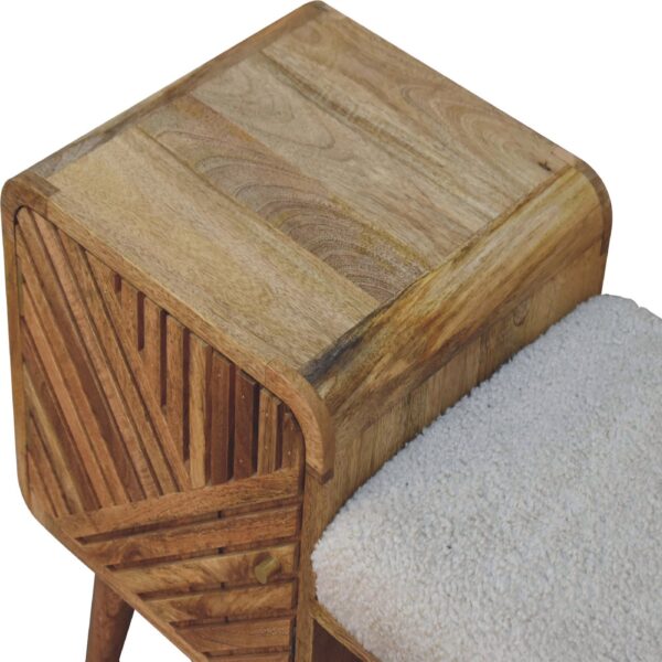 molsana Elegant Boucle Telephone Table – Compact Carved Accent Table - Image 5