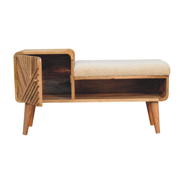 molsana Elegant Boucle Telephone Table – Compact Carved Accent Table - Image 6